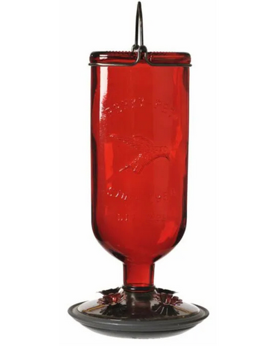 PERKY PET Antique Glass Bottle Hummingbird Feeder - Red, 16 oz