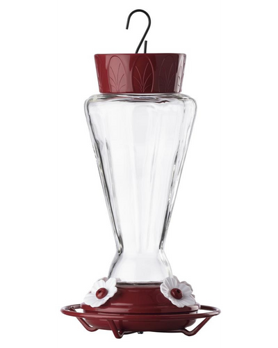 MORE BIRDS Royal Glass Hummingbird Feeder - 28 oz Capacity